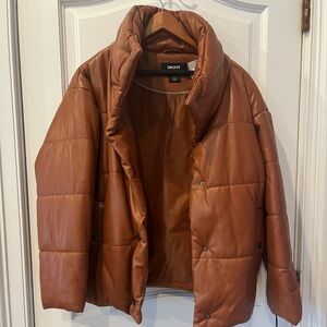 DKNY faux leather puffer jacket